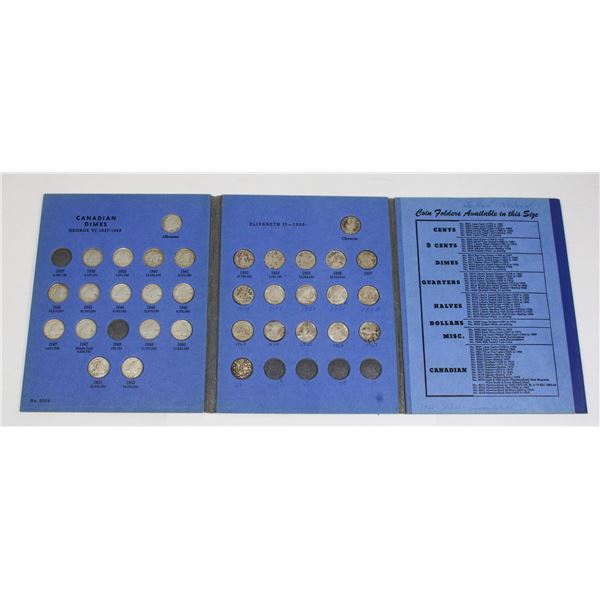 #128 33 Canadian Silver Dimes in Whitman 9066