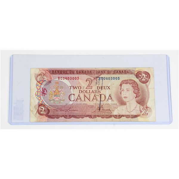 #140 1974 Canada $2 Two Dollar Bill QEII