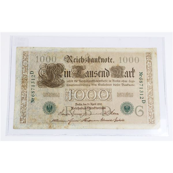 #146 1910 Germany 1000 Reichsmarks Banknote Bill