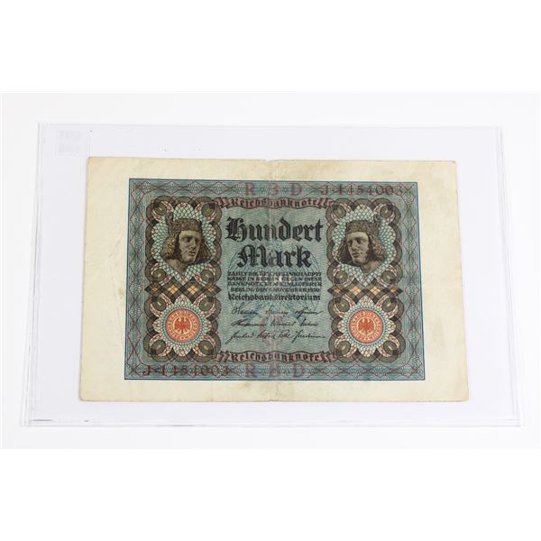 #148 1920 Germany 100 Reichsmarks Banknote