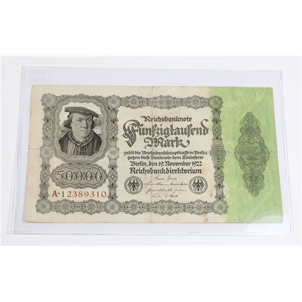 #149 1922 Wiemar Germany 50000 Reichsmarks Note