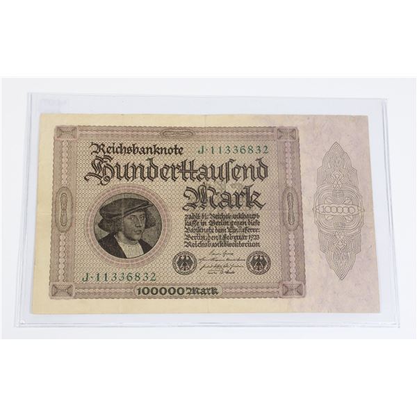 #150 1923 Wiemar Germany 100000 Reichsmarks Note