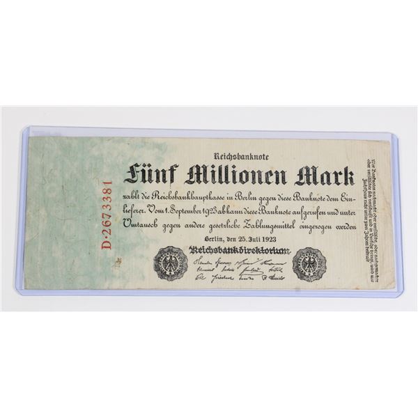 #151 1923 Wiemar Germany 5 Million Reichsmarks