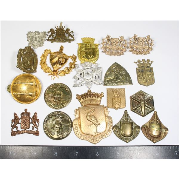 #212 Lot of 19 European Military Dutch Badges