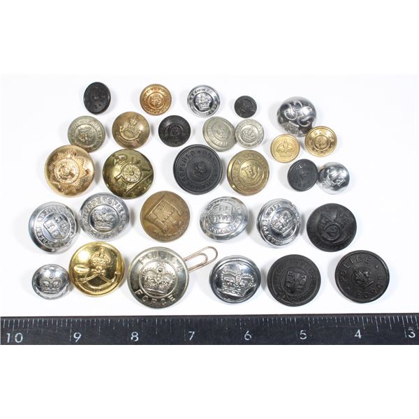 #247 30 Assorted Era Military Police Buttons