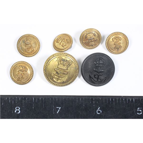 #248 7 Victorian Era / WW1 WW2 Navy Buttons