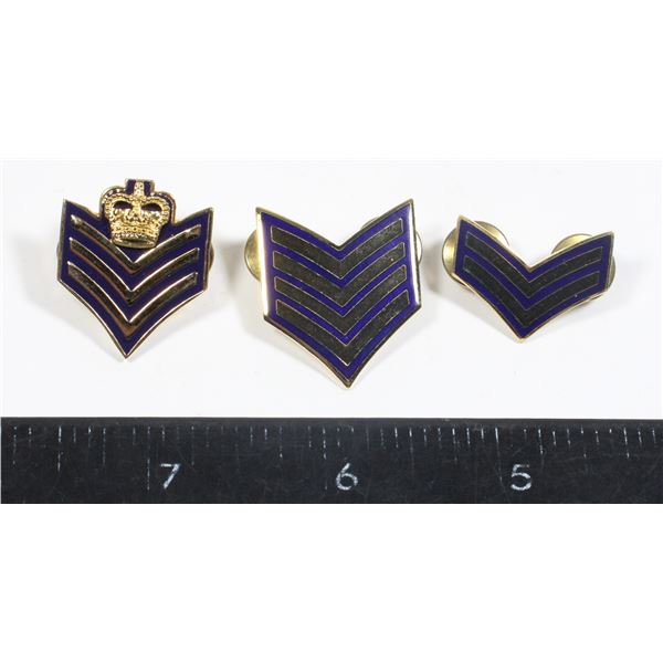 #255 1982 RCMP Set of 3 Metal Chevron Insignia