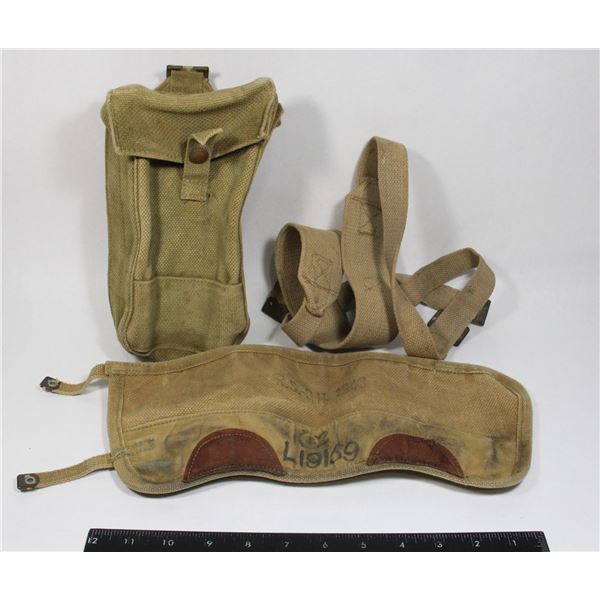 #281 WW2 Canadian Web Gear Khaki lot Bren Pouch