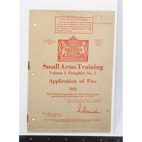 #291 WW2 1942 Small Arms Training Booklet