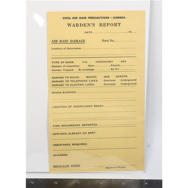 #293 Canadian Civil Air Raid Precautions Document