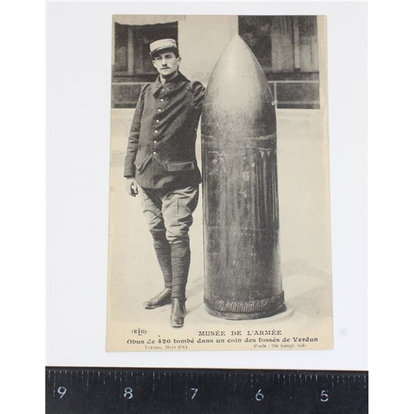 #302 WW1 French Postcard Large Ordnance Shell