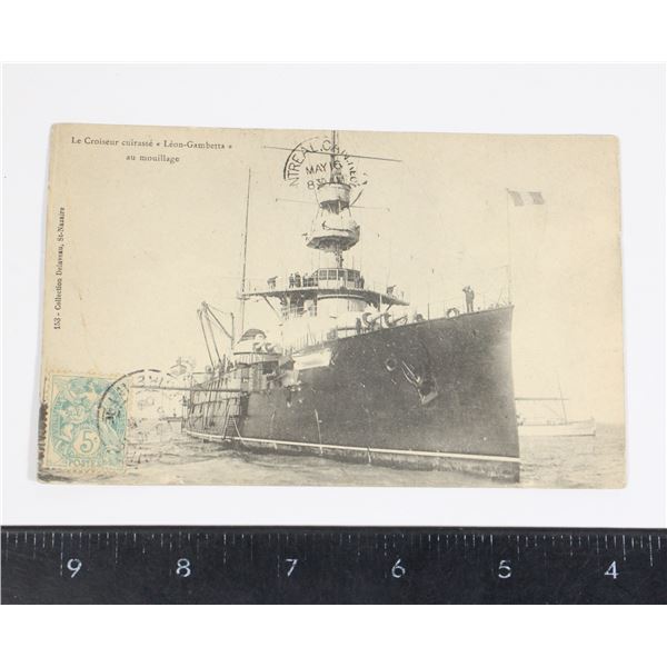 #304 1906 French Cruiser Poscard sent to Montreal