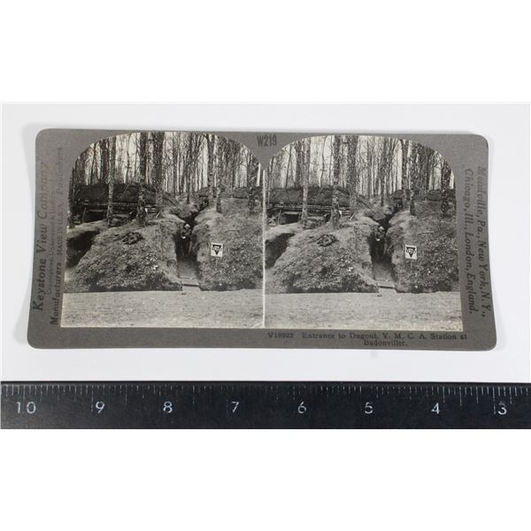 #306 WW1 Stereoscope Card YMCA Dugout