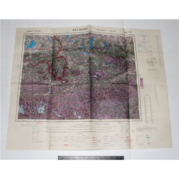 #310 WW2 1943 Allied Military Map Salzburg Germany