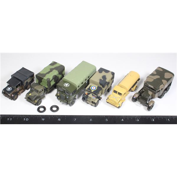 #412 Lot of 6 Oxford Scale Miliary Trucks Vehicles
