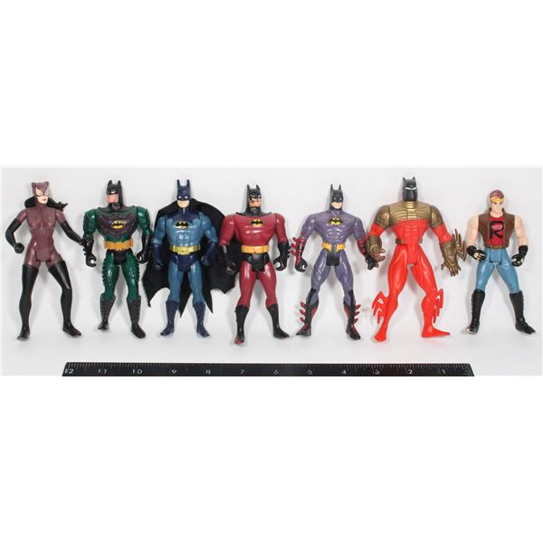 #471 Lot 7 Batman Catwoman Robin Action Figures