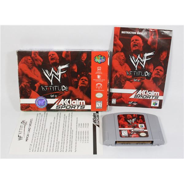 #628 Nintendo 64 N64 Game WWF Attitude CIB