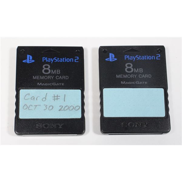 #651 Lot of 2 Sony Playstation 2 PS2 Memory Cards