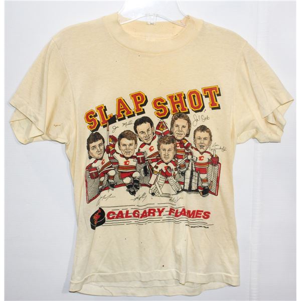 #854 1980's Slap Shot Calgary Flames T-Shirt Worn