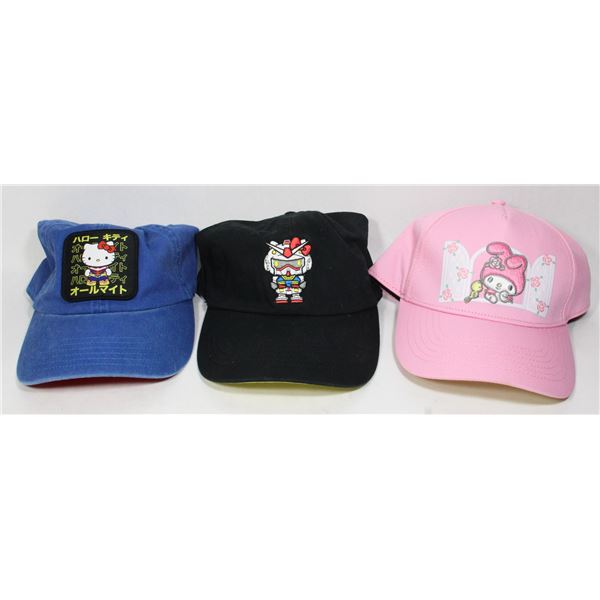 #873 Lot of 3 Hello Kitty Brand Baseball Caps w/