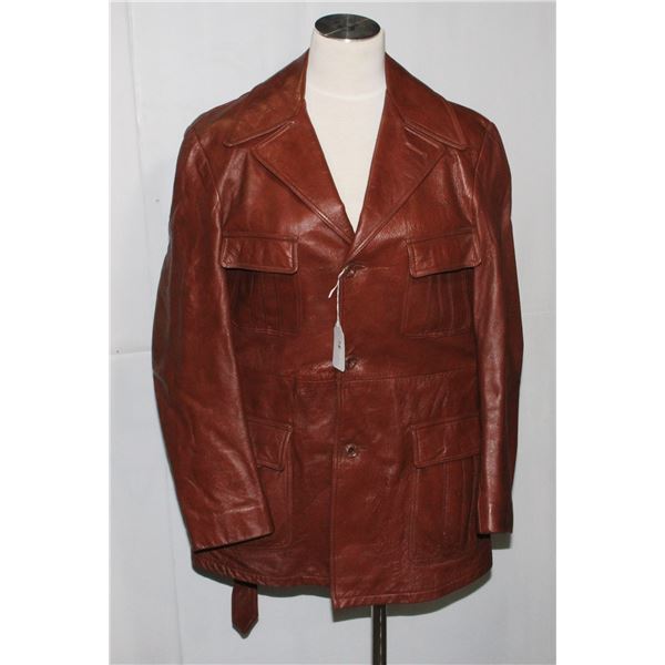 #945 1970's Men's Leather Jacket by Angola Size 40
