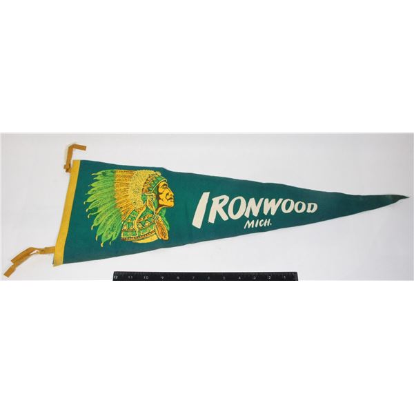 #986 1900's Pennant Ironwood Michigan Chief