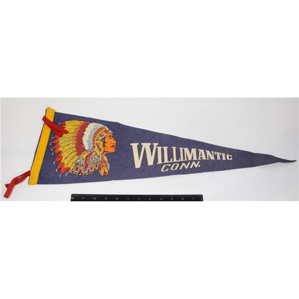 #1006 1950's Pennant Willimantig Connecticut Chief