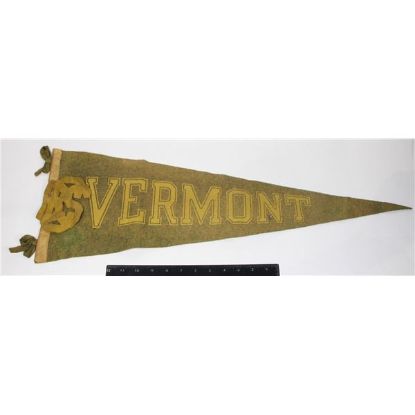 #1013 1930's 1940's Pennant Vermont State w/ patch