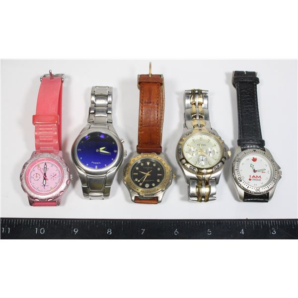 #1060 Lot of 5 Assorted Modern Wrist Watches