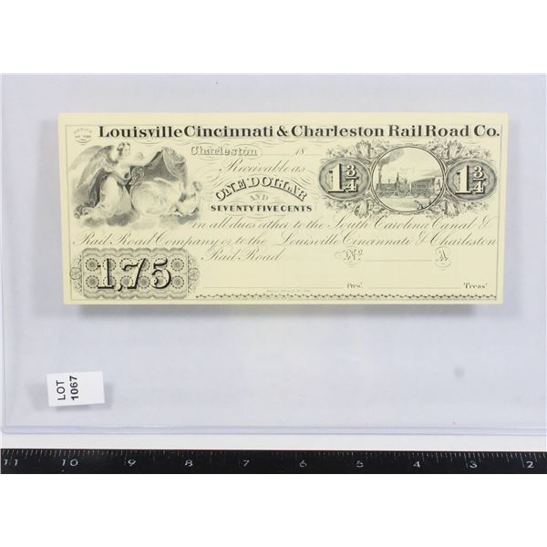 #1067 Reproduction Rail Road Co One Dollar Bill