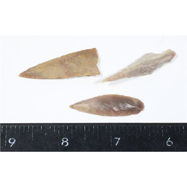 #1068 Lot 3 Ancient Arrowheads / Spear Tips Large