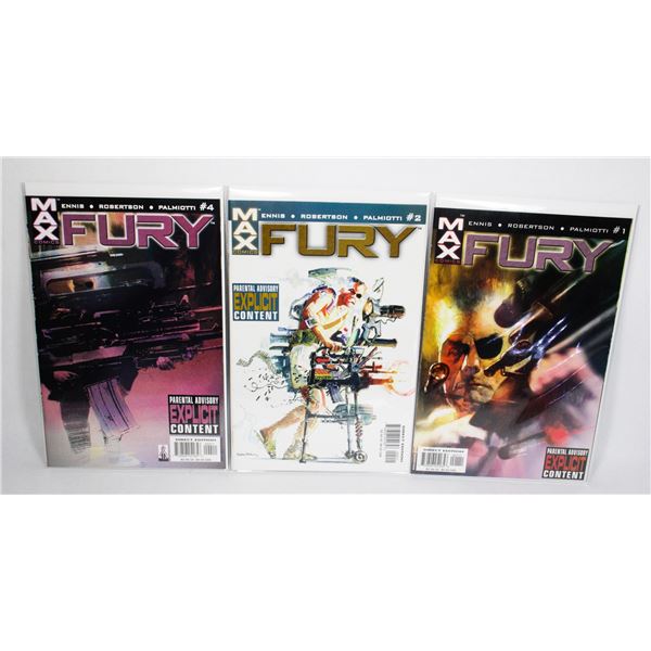 #1271 Max Comics Fury #1 #2 #4 2001 Lot of 3
