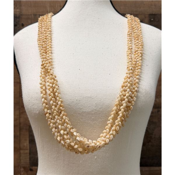 Niihau Triple-Strand Shell Lei, Pikake Style w/ COA 40"L