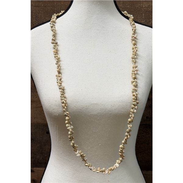 Hawaii Sea Snail Shell Lei w/ High Luster Silver Color 42"L