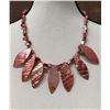 Image 1 : Amber-Colored Mother of Pearl Necklace w/ Leaves 20"L