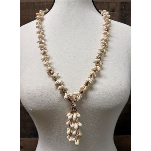 Pikake Style Shell Lei w/ Double Strand Pendant 34"L