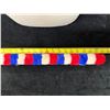 Image 11 : Vintage Hand-Sewn Hawaiian Red, White & Blue Feather Hat Band Lei on Flannel 25"L