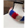 Image 2 : Vintage Hand-Sewn Hawaiian Red, White & Blue Feather Hat Band Lei on Flannel 25"L