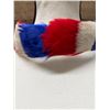 Image 7 : Vintage Hand-Sewn Hawaiian Red, White & Blue Feather Hat Band Lei on Flannel 25"L