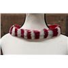 Image 1 : Vintage Hand-Sewn Hawaiian Red & White Feather Hat Band Lei on Flannel 28"L