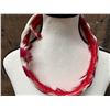 Image 8 : Vintage Hand-Sewn Hawaiian Red & White Feather Hat Band Lei on Flannel 28"L