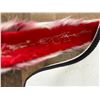 Image 9 : Vintage Hand-Sewn Hawaiian Red & White Feather Hat Band Lei on Flannel 28"L