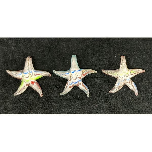 Qty 3 Hawaii Glass Co. Starfish Pendants 2" Dia
