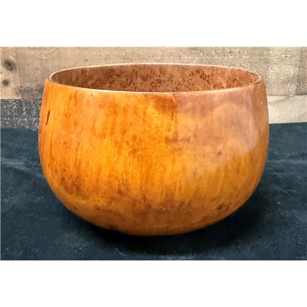Antique Koa Wood 19th Century Calabash Bowl w/ Resin Restorations 6.5" Dia, 5"H
