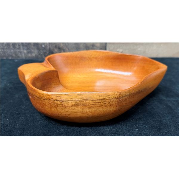 Small Koa Wood Leaf-Shaped Bowl Signed Blair Hawaii 8" x 2"H