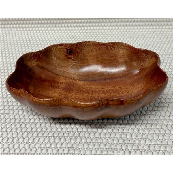 Small Carved Bowl Signed Kamani Wood, Approx. 7" x 5"