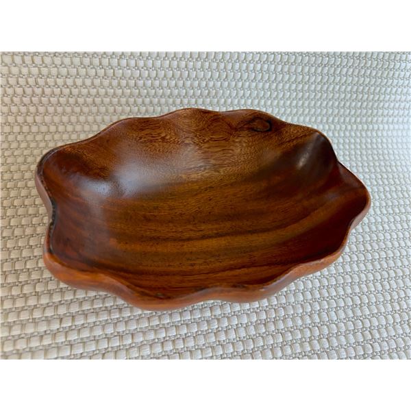 Small Carved Bowl Signed Kamani Wood, Approx. 7" x 5"