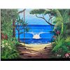 Image 2 : Vintage Miniature Oil Painting of Kailua Beach Access by PAF 5" x 5", Unframed