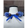 Image 6 : White & Blue Lei w/ Kukui Nuts & Tie Closure Circa 1980's, 20"L