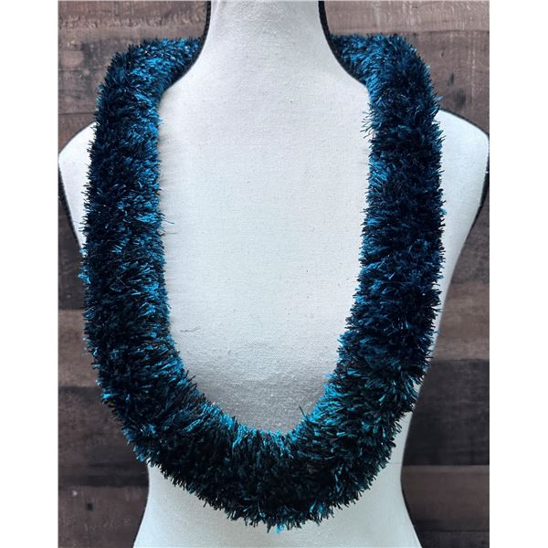 Dark Blue Lei w/ Kukui Nuts & Tie Closure Circa 1970's, 18"L